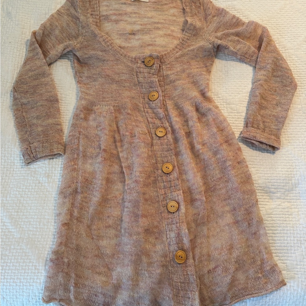 Anthropologie Tan Button-Front Cardigan
